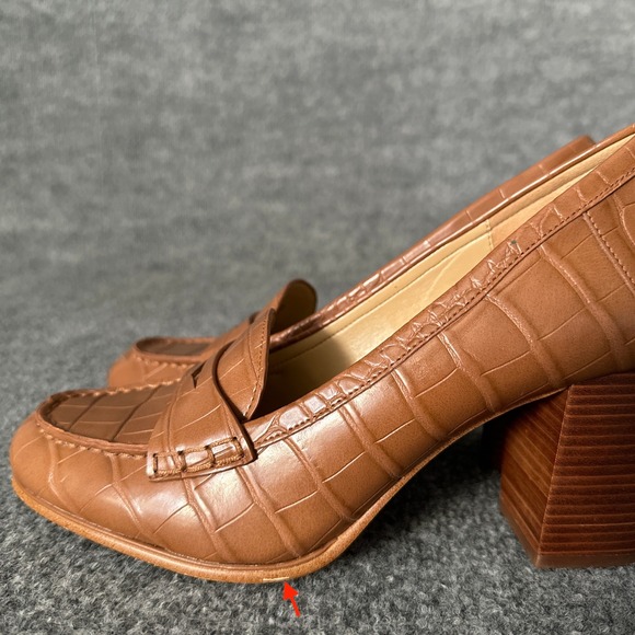 Michael Kors Loafers Womens 9M Brown Block Heel Faux Crocodile Embossed Pump - Picture 5 of 13